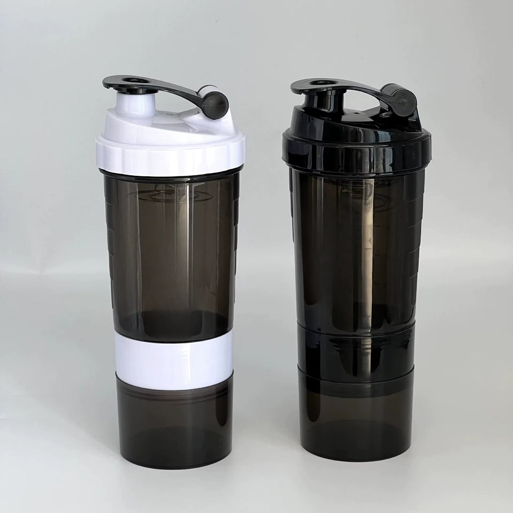 3 Layers Shaker Protein Bottle Powder Shake Cup Water Bottle Plastic Mixing Cup Body Building Exercise Bottle