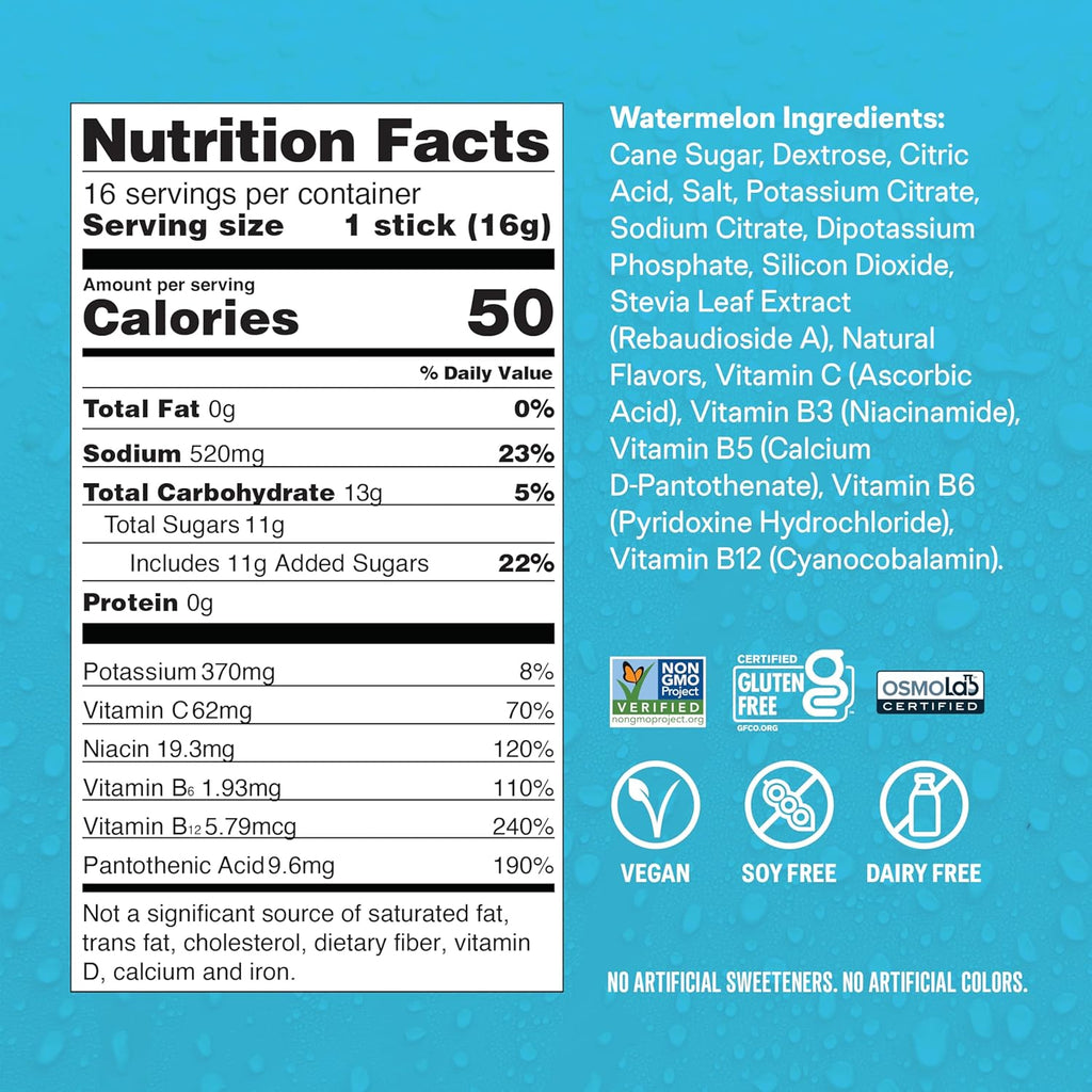 Hydration Multiplier® Watermelon Flavor - Refreshing Electrolyte Powder Drink Mix (16 Servings)