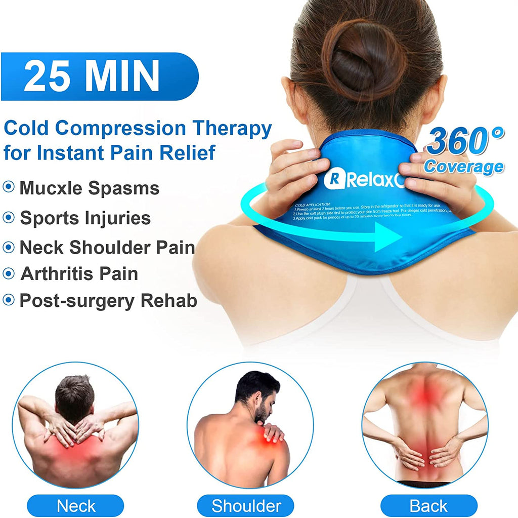 Neck Ice Pack Wrap, Reusable Gel Ice Pack for Neck Shoulders, Cold Compress Ther