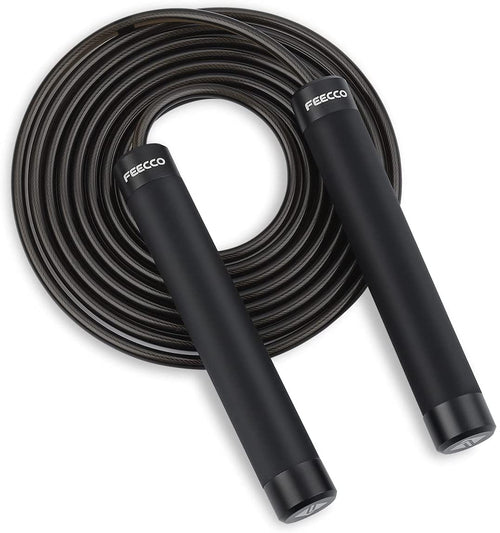 Premium 1/2 Lb Adjustable Weighted Jump Rope for Boxing, Cardio & Crossfit - Durable Steel Ropes with Ball Bearings & Metal Handles for Men & Women (8-11 Ft)