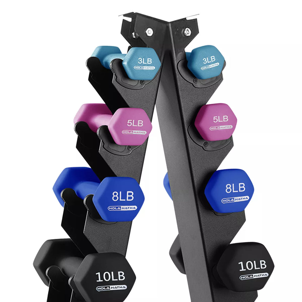 Holahatha 146 Pound Neoprene Dumbbell Full Body Weight Set with Storage Rack