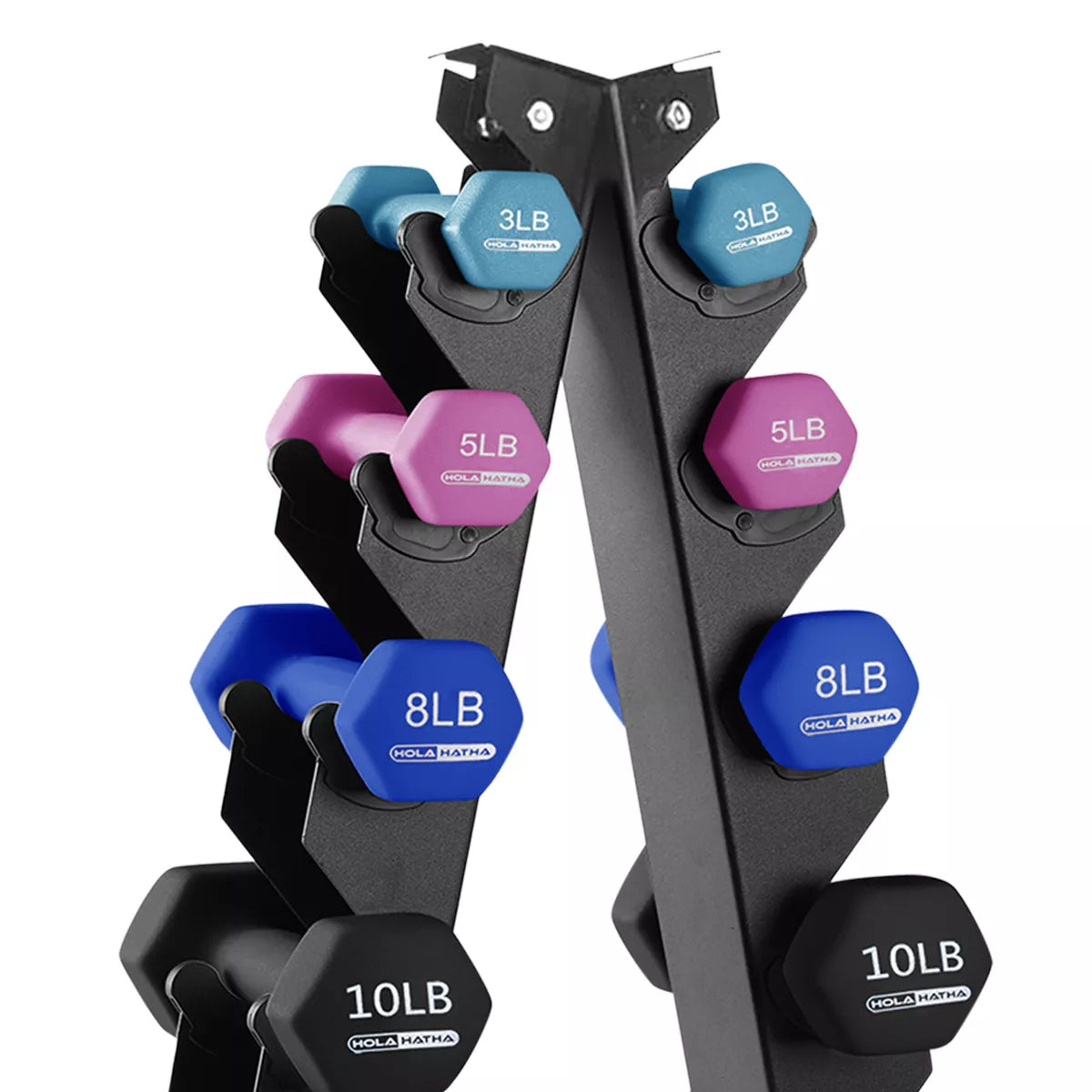 Holahatha 146 Pound Neoprene Dumbbell Full Body Weight Set with Storage Rack