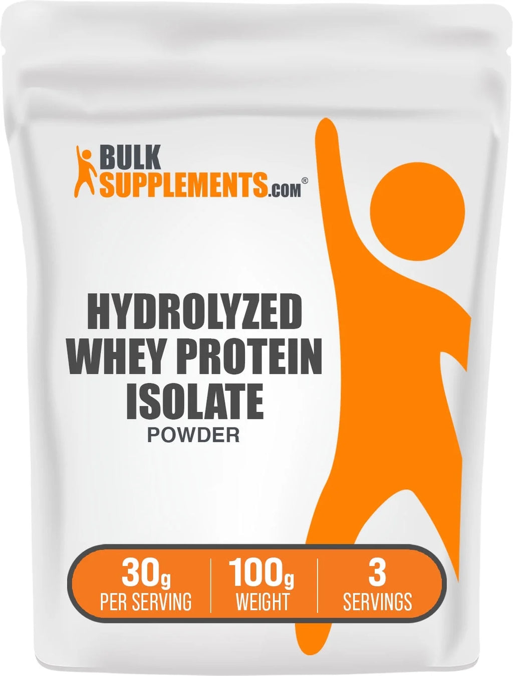 Premium Hydrolyzed Whey Protein Isolate - Unflavored, 30G Protein & BCAAs per Serving, 100G (3.5 Oz)