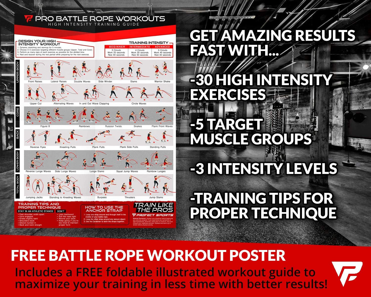 50 Ft Heavy Duty Battle Ropes with Protective Sleeve - Ultimate Strength Training & Cardio Tool for CrossFit Enthusiasts